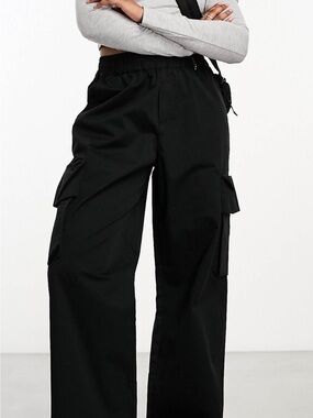 ASOS Black Wide Leg Cargo Pants